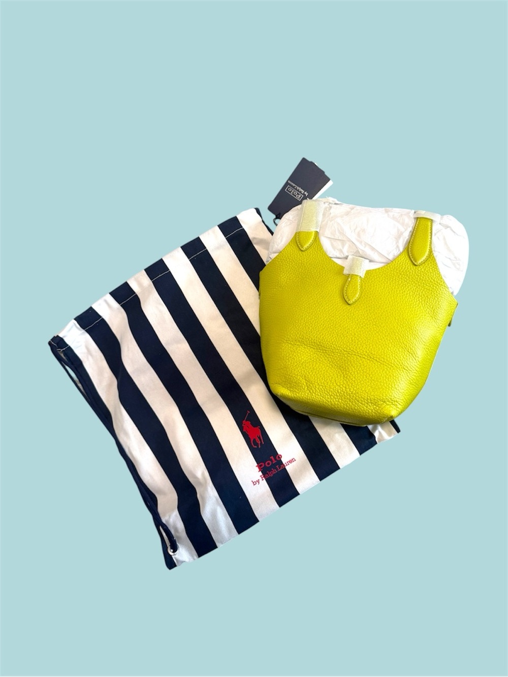 Ralph Lauren polo play Small Lime Green Leather Tote - Picture 2 of 3